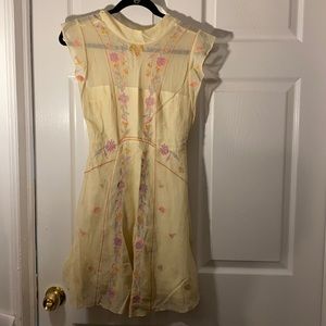 Free People Floral Embroidered Mockneck Dress